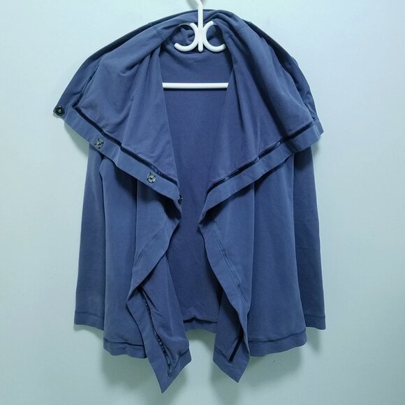 Lululemon Awareness Wrap Blue Snap Button Neck Sweater Jacket Size 4 XS - Picture 3 of 10